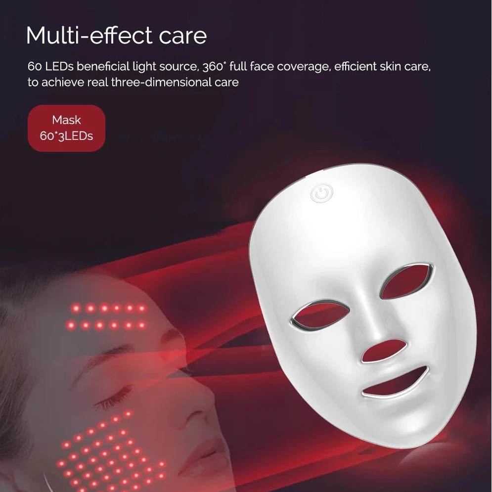 Wireless 7 Colors LED Face Beauty Machine Photon Facial Neck Skin Tighten Rejuvenation Facial Neck Mask